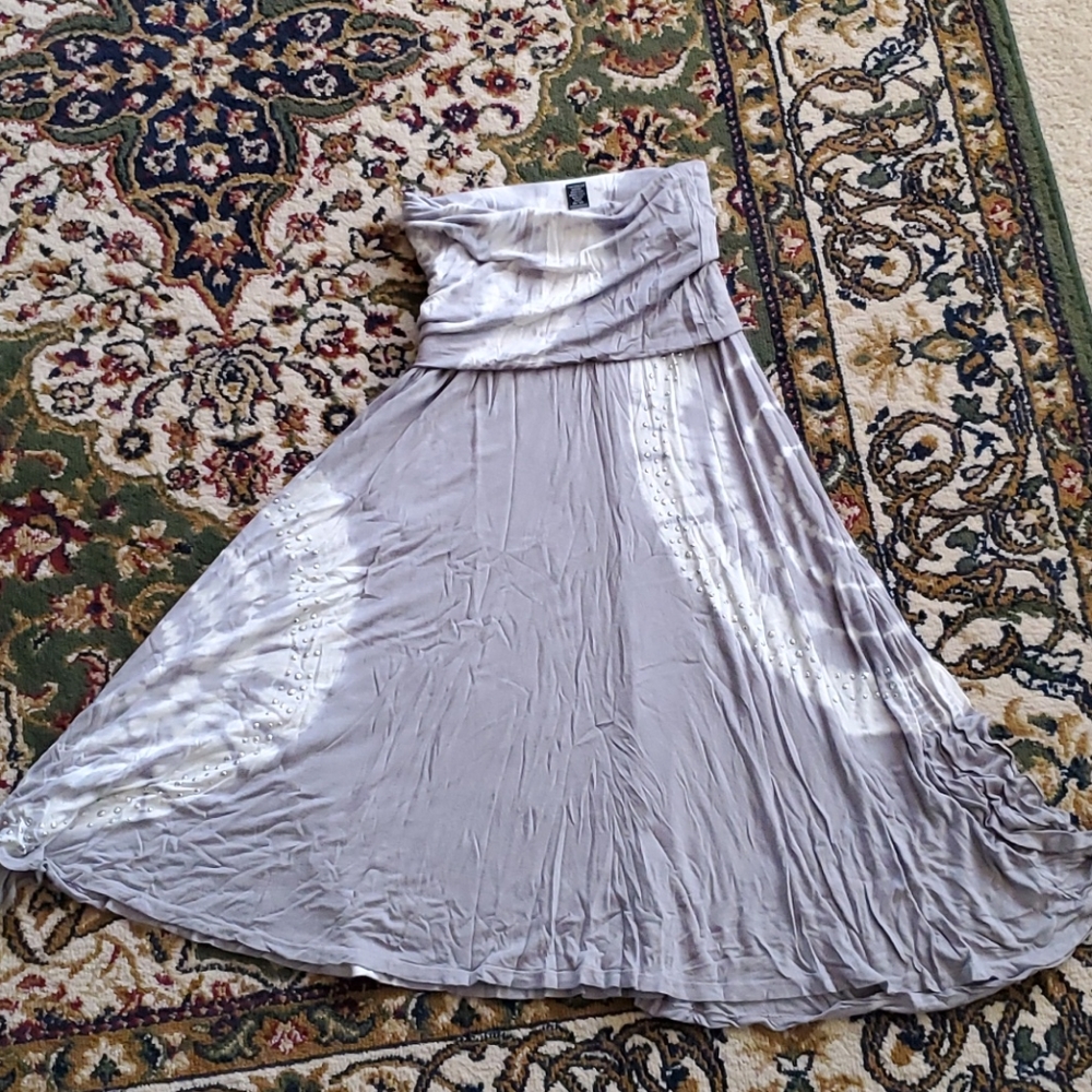 INC Grey and White Rhinestone Dress